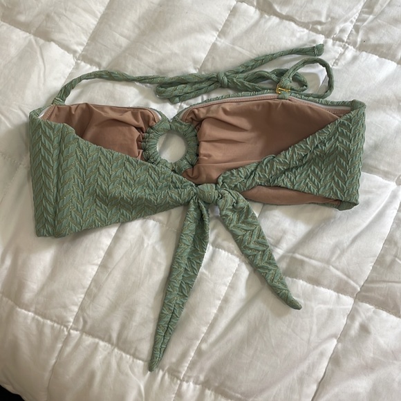 PQ SWIM Bathing suit top halter bandeau mint green and gold EUC - Picture 3 of 8